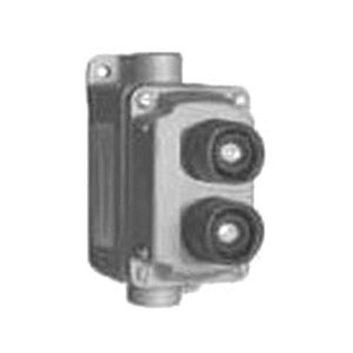 EFDCB Series 1-Gang 2 Circuit Push Button Switch, Action: Momentary, Contact Configuration: 2 NO/2 NC, Contact Rating: 10 AMP At 600 VAC, Actuator: Front Operated, Enclosure: NEMA 3, 7CD, 9EFG, Mounting: Surface Mount With 3/4 IN Feed-Thru Hub, Material: Malleable Iron Body With Copperfree (4/10 Of 1 PCT Maximum) Aluminum Cover, Finish: Triple-Coat (Zinc Electroplate, Chromate And Epoxy Powder Coat), Height: 4.63 IN, Width: 3 IN, Depth: 5-3/4 IN, Legend: Start/Stop, Standard: UL 508, UL 698, UL 1203, E10449, E81751 UL Listed, Class I, Division 1, Groups, C, D, Class I, Division 2, Groups C, D, Class II, Division 1 And 2, Groups E, F, G And Class III, For Remote Control Of Motors