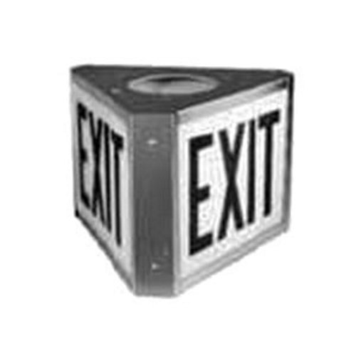 3-Way Exit Sign, Letter Color: Red, Background Color: White, Legend: EXIT, Material: Epoxy Enameled Steel, For Mercmaster III Emergency Battery Pack