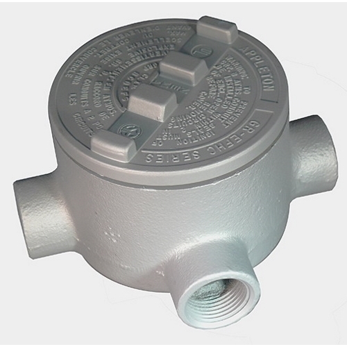 UNILETS Outlet Box, Number Of Outlet: 4, Material: Malleable Iron, Size: 3/4 IN, Cable Entry: (4) 3/4 IN GRTA Hub, Cubic Capacity: 18 CU-IN, Knockouts: No, Cover Opening: 3.38 IN, Form Number: 1, Height: 3-3/4 IN, Width: 3-3/4 IN, Depth: 2