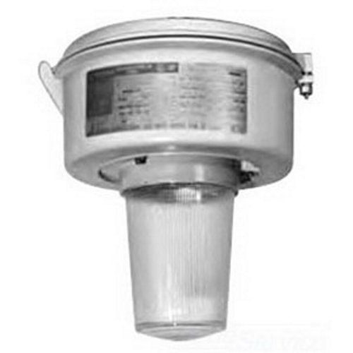 Appleton Mercmaster III 250 KP Series HID Luminaire Without Guard, Fixture Type: Pendant (Flexible Mounting), Lamp Type: 100 WTT 9400 LM Mogul High Pressure Sodium, Lamp Wattage: 100 WTT, Voltage Rating: 120/208/240/277 V, Number Of Lamps: 1, Material: Copperfree Cast Aluminum (Less Than 4/10 Of 1 PCT) Mounting Hoods, Ballast Bodies, Stainless Steel Hardware And Latch Assemblies, Fixture Wattage: 130 WTT, Amperage Rating: 0.6 AMP Starting, 0.52 AMP Operating At 277 V, Length: 12.06 IN, Width: 12.06 IN, Housing Finish: Epoxy Powder Coat, Housing Material: Copperfree Cast Aluminum (Less Than 4/10 Of 1 PCT), Ambient Temperature Range: 65 DEG C, Temperature Range: 90 DEG C Supply Wire, Lens Material: Heat-Resistant Prismatic Glass Globe, Ballast Type: High Reactance High Power Factor Autotransformer (HX-HPF), Ballast Quantity: 1, Number Of Hubs: 1, Hub Size: 3/4 IN NPT, Frequency Rating: 60 HZ, Enclosure: NEMA 4X, IP66, Standard: Class I, Division 2, Groups A, B, C, D, Class I,Zone 2, AExnA nR IIC (Z2), Class I, Zone 2, Ex nR IIC (Z) - CSA Certified, Class I, Zone 2, AEx nR IIC (ZB), Class II, Division 1 And 2, Groups E, F, G, Class III, Simultaneous Exposure (Class I, Division 2/Class II, Division 1), UL Listed: E10444, 1598, 1598A, 844, 60079-0, 60079-15, For Use In Marine And Wet Locations, Areas Where Flammable Gases And Vapors Or Combustible Dusts Are Present Under Conditions Defined By The National Electrical Code , Non-Hazardous Locations Where Severe Weather Conditions, Excessive Moisture, Dirt, Dust Or Corrosive Atmospheres Are Encountered, Pulp And Paper Mills, Processing Plants, Chemical Plants, Oil Refineries, Foundries, Manufacturing Plants, Storage Areas, Marine Applications