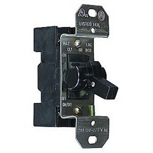 1-Gang Toggle Switch Assembly, Voltage Rating: 120 - 277 VAC, Amperage Rating: 20 AMP, Number Of Poles: 1, Action: Toggle, Enclosure: NEMA 7CD, 9EFG, Material: Malleable Iron, Height: 4.63 IN, Width: 3 IN, Depth: 1.6 IN, Standard: UL 894, U