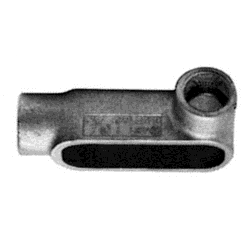 FM7 UNILETS Type LR Conduit Outlet Body, Hub Size: 3/4 IN, Form: 7, Length: 5.19 IN, Width: 2.44 IN, Material: Aluminum, Finish: Epoxy Powder Coat, Connection: Tapered Female Threaded, Standard: UL 514A, UL 514B, UL File Number E2527, CSA
