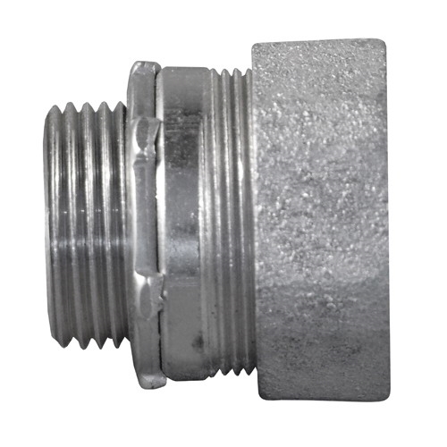 Compression Connector, Size: 1 IN, Connection: Male Threaded X Compression, Material: Malleable Iron And Steel, Length: 1.63 IN, Thread Length: 0.63 IN, Diameter: 1.88 IN, Standard: UL 514B, UL File Number E14814, CSA C22.2 No. 18.3, CSA 065178, NEMA...