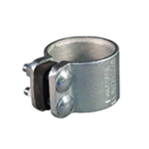 Bolt-On SCC Series Split Coupling, Trade Size: 2 IN, Outside Diameter: 2-3/4 IN, Length: 3-1/2 IN, Flexibility: Rigid And IMC, Material: Malleable Iron Coupling, Steel Hardware, Neoprene Gasket, Connection: Threaded, Finish: Zinc Electroplate, Standard: UL 514B, UL File Number E14814, CSA C22.2 No. 18.4, CSA 702992 Certified, NEMA FB-1, For Threaded Rigid Conduit and IMC