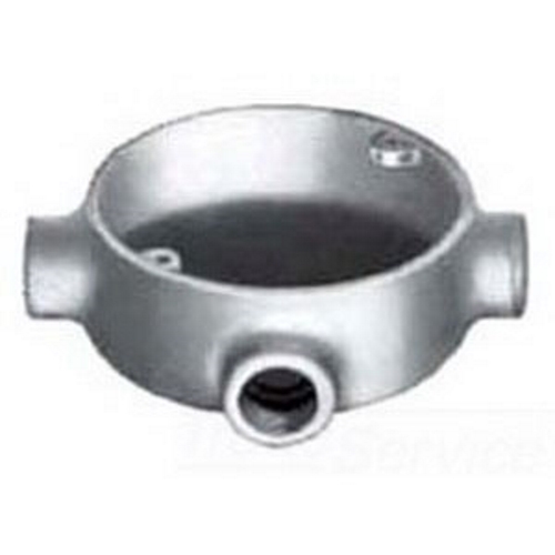 UNILETS Outlet Box, Number Of Outlet: 3, Material: Malleable Iron, Size: 3/4 IN, Cable Entry: (3) 3/4 IN SEHT Hub, Cubic Capacity: 18 CU-IN, Knockouts: No, Height: 4 IN, Width: 4 IN, Depth: 1.69 IN, Finish: Triple-Coat (Zinc Electroplate, Chromate And Epoxy Powder Coat), Standard: UL 514A , UL File Number E2527, For Use With Threaded Metal Conduit And IMC