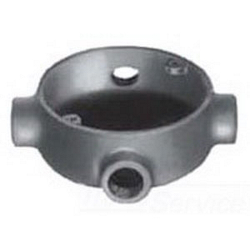 UNILETS Outlet Box, Number Of Outlet: 4, Material: Malleable Iron, Size: 3/4 IN, Cable Entry: (4) 3/4 IN SEHX Hub, Cubic Capacity: 18 CU-IN, Knockouts: No, Height: 4 IN, Width: 4 IN, Depth: 1.69 IN, Finish: Triple-Coat (Zinc Electroplate, Chromate And Epoxy Powder Coat), Standard: UL 514A , UL File Number E2527, For Use With Threaded Metal Conduit And IMC