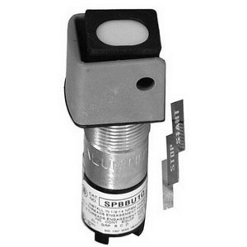 Contender Single Push Button Switch, Action: Momentary, Contact Configuration: 1 NO/1 NC, Contact Rating: 10 AMP At 600 VAC, Mounting: Surface Mount With 1/2 IN NPSM, Material: Copperfree (4/10 of 1 PCT Maximum) Aluminum, Finish: Natural, Standard: UL 508, UL 698, UL 1203, E10449, E81751 UL Listed, Class I, Division 1, Groups C, D , Class I, Division 2, Groups B, C, D, Class II, Division 1 And 2, Groups E, F, G And Class III, For Remote Control Of Motors