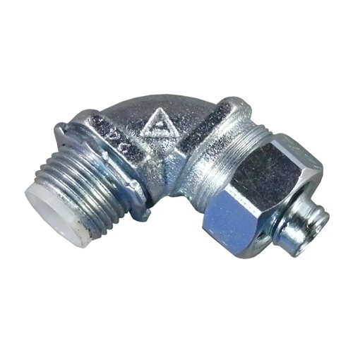 STB Series 90 DEG Liquidtight Connector With Insulated Throat, Size: 3/4 IN, Connection: Threaded X Compression, Material: Malleable Iron, Finish: Chromate, Epoxy Powder Coat/Zinc Electroplated, Thread Length: 0.63 IN, Standard: Class I,