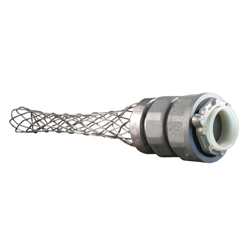 Appleton STN Series Straight Liquidtight Connector With Wire Mesh Strain Relief, Size: 1-1/4-11-1/2, Material: Malleable Iron, Finish: Chromate, Epoxy Powder Coat/Zinc Electroplated, Insulation: Insulated Throat, Dimensions: 2.63 IN Length X 2.31 IN...