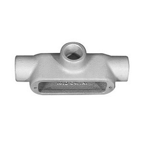 FM8 Grayloy-Iron UNILETS Type T Conduit Outlet Body, Hub Size: 1/2 IN, Form: 8, Length: 5.94 IN, Width: 2.31 IN, Height: 1.78 IN, Material: Grayloy-Iron, Finish: Triple-Coat (Zinc Electroplate, Chromate And Epoxy Powder Coat), Color: Gray, Co