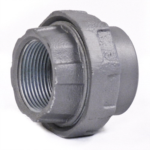 UNILETS UNF Union, Trade Size: 3 IN, Outside Diameter: 5.38 IN, Length: 3.38 IN, Flexibility: Rigid And IMC, Material: Malleable Iron, Connection: Female Threaded, Finish: Triple-Coat (Zinc Electroplate, Chromate And Epoxy Powder Coat), S