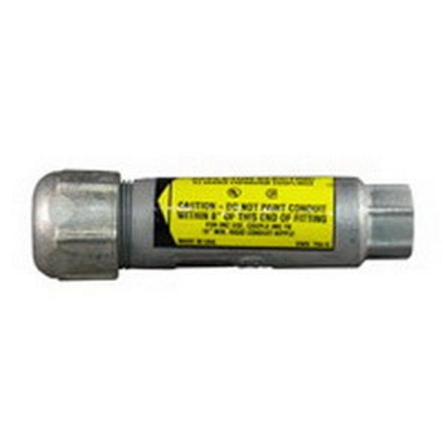 Appleton 4 IN Expansion Coupling, Trade Size: 3/4 IN, Outside Diameter: 2-1/4 IN, Length: 6.38 IN, Flexibility: Rigid, Material: Malleable Iron, Finish: Hot Dipped Galvanized, Standard: UL 467, UL File Number E14814, For Rigid Metal Conduit