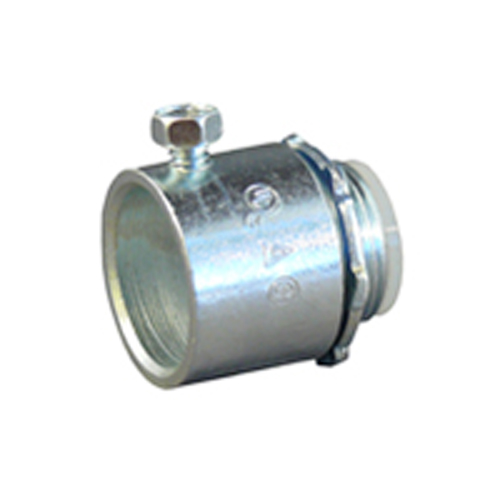 IMC/Rigid Conduit Connector, Type Set Screw, Threadless, Throat Type Insulated, Trade Size 3/4 Inch, Diameter 1.31 Inch, Length 1.38 Inch, Thread Length 0.38 Inch, Material Steel, Constructional Feature Concrete-Tight, Standard Package 100, Approval UL 514B, CSA C22.2, Used On IMC/Rigid Conduit, Applicable Standard NEMA FB-1