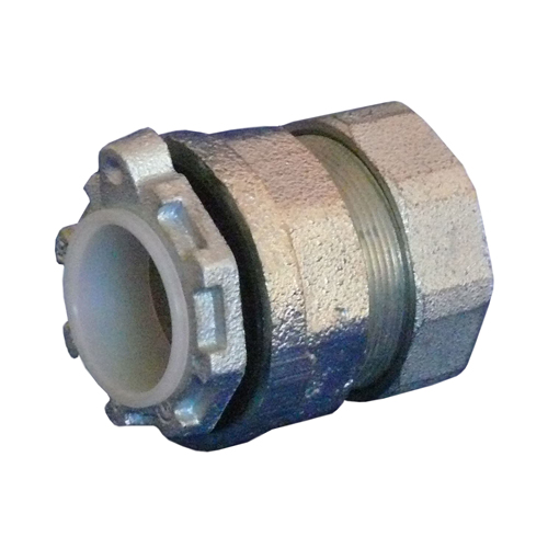 Liquidtight Flexible Conduit Connector, Type Straight, Throat Type Insulated, Trade Size 3 Inch, Material Zinc Electroplated Chromate Epoxy Powder Coated Malleable Iron, Standard Package 5, Approval UL 514B, CSA C22.2, Used On Liquidtight Flexible Metal Conduit, Enclosure Type Class I Div 2, Application Liquidtight/Raintight/Oiltight, Wet Location