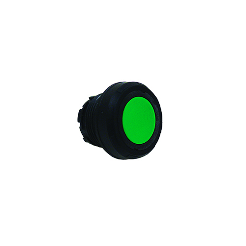 Non-Illuminated Pushbutton Actuator, Type Spring Return, Operation Type Momentary, Body Material Polyamide, Color Green, Enclosure Zone 1 and 2-21 and 22, Ex II 2 GD, IP66, IK10, Size 1.54 Inch Dia x 1.26 Inch H, Mounting Type Rail