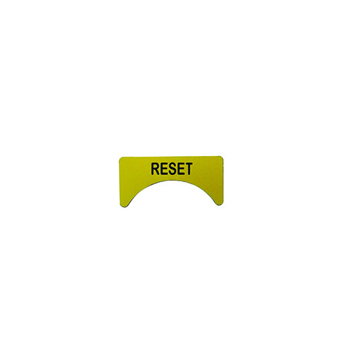 Pushbutton Legend Plate, Type Standard, Small, Legend Reset, Legend Color Black, Background Color Yellow, Shape Half Round, Material Plastic, Enclosure IP66, Used On Unicode 2 Series Pushbutton Control Station