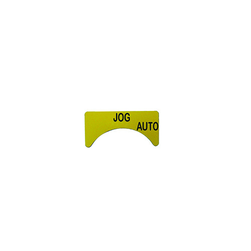 Pushbutton Legend Plate, Type Standard, Small, Legend Jog-Off-Auto, Legend Color Black, Background Color Yellow, Shape Half Round, Material Plastic, Enclosure IP66, Used On Unicode 2 Series Pushbutton Control Station