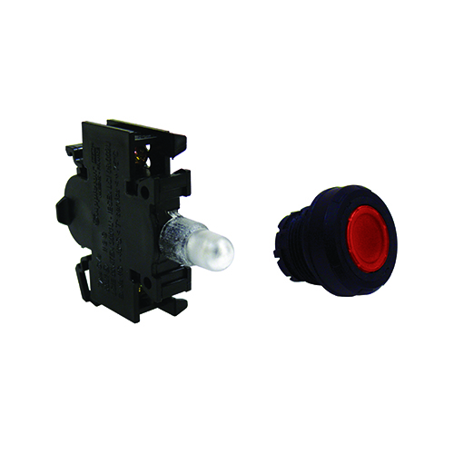 Illuminated Pushbutton Actuator, Type Spring Return, Lamp Input Type 12 to 254 VAC at 50/60 Hz, 12 to 60 VDC, Lamp Type LED, Body Material Polyamide, Color Red, Enclosure Zone 1 and 2-21 and 22, Ex II 2 GD, IP66, IK10, Mounting Type Rail, Weight 0.062 kg, Volume 0.26 Cu Inch