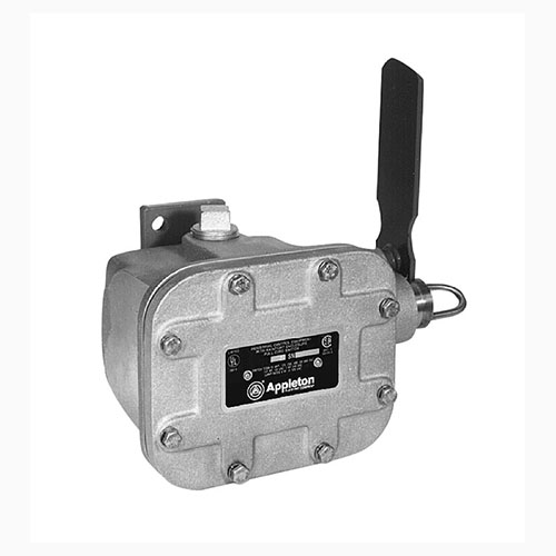 Conveyor Control Switch, Type Single End Right Hand, Pull Cord, Operator Type Flag Arm, Voltage Rating 120/240/480/600 VAC, 115/230/250 VDC, Current Rating 15 Ampere at 120/240/480/600 VAC, 0.8 Ampere at 250 VAC/115 VDC, 0.4 Ampere at 230 VDC, Contact Configuration 1NO-1NC Double Break, Operating Force 25 Lb, Cable/Conduit Entry (2) 1 Inch Hub, Body Material Cast Aluminum, Body Finish Peened, Size 11-3/16 Inch L x 7-7/8 Inch D x 5-1/2 Inch H, Enclosure NEMA 3/3R/4/4X/12, Application Ordinary Location, Approval UL 508/698/1203, Temperature Range -40 to 150 Deg F