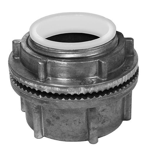 Appleton, Aluminum Die Cast, Watertight Hubs, Insulated and Gasketed, Unique profile permits easy wrenching. Smooth, accurately tapped threads facilitate installation.  Corrosion resistant. NEMA Types: 2,3,3R,4,4X,12, 13.  Used to connect rigid metal conduit or IMC to a threqadless opening in an enclosure.  UL Standard: 514B, UL Listed: E14814, E24264. E11853, CSA Standard:  C22.2 No. 18.3. CSA Certified: 065178, NEMA: FB-1, Trade Size 3.0 IN