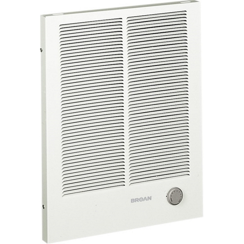 Wall Heater, 1000/2000W 240VAC, 750/1500W 208VAC. White painted grille.