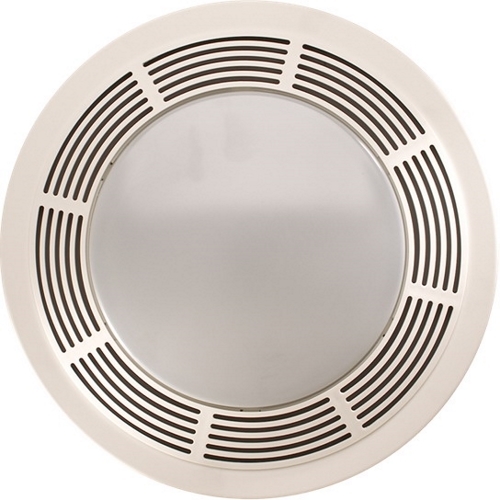 Fan/Light, 100 CFM, 3.5 Sones, round white grille with glass lens