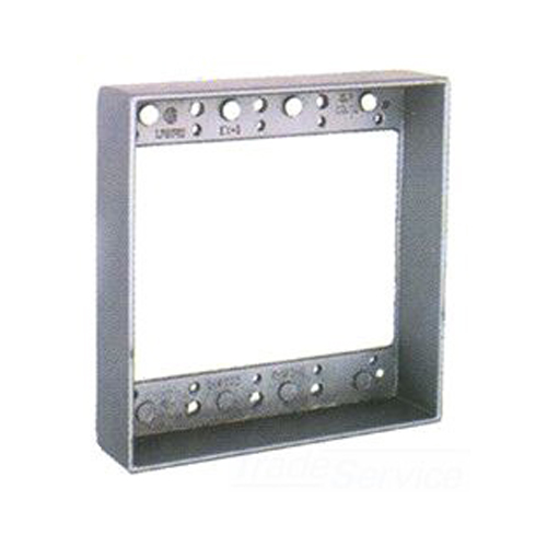 BWF EXR-2V 2-Gang Outlet Box Extension, Material: Metal, Size: 1 IN, Gray Color, Construction: Die-Cast, Cubic Capacity: 16.3 CU-IN, Knockouts: No, 4-9/16 IN Width X 1 IN Depth X 4-5/8 IN Height