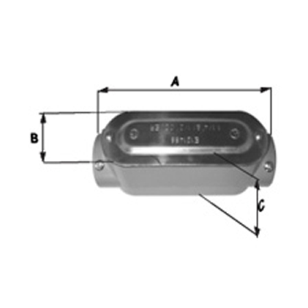 BWF 300-CGV Type C Conduit Body With Cover And Gasket, Hub Size: 1/2 IN, 4.3 IN Length, 1.3 IN Width, 2.4 IN Height, Material: Body, Aluminum Die-Cast, Cover: Stamped Aluminum, Gasket: Neoprene, Gray Color, Connection: Set Screw, Standard: UL File Number E121488, UL 514B, CSA C22.2 No. 18, CSA LR57925, NEMA FB-1 And NEC Article 348, For Used To Gain Access To The Interior Of A Raceway For Wire Pulling, Inspection And Maintenance