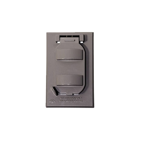 BWF FCL-62V 1-Gang Locking Weatherproof Cover, Material: Metal, Rectangle Shape, Number Of Outlet: (1) Duplex Receptacle, Switches Or Combination Devices, Gray Color, Construction: Die Cast, Mounting: Vertical, 2-13/16 IN Length X 4-9/16 IN Height, Mounting Hole Space: 3-13/16 IN Vertical, NEMA Rating: NEMA 3R, Standard: UL Listed, CSA Certified, NEC Article 410-57(B), For Use With Duplex Receptacles, Switches Or Combination Devices