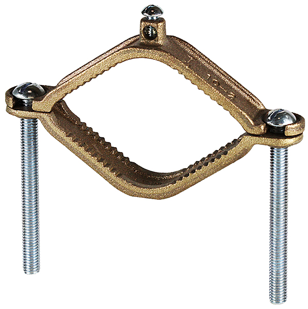 Bare Ground Clamp, 10 SOL to 2 STR conductor size, Bronze material, 4-1/2 to 6 in. pipe size