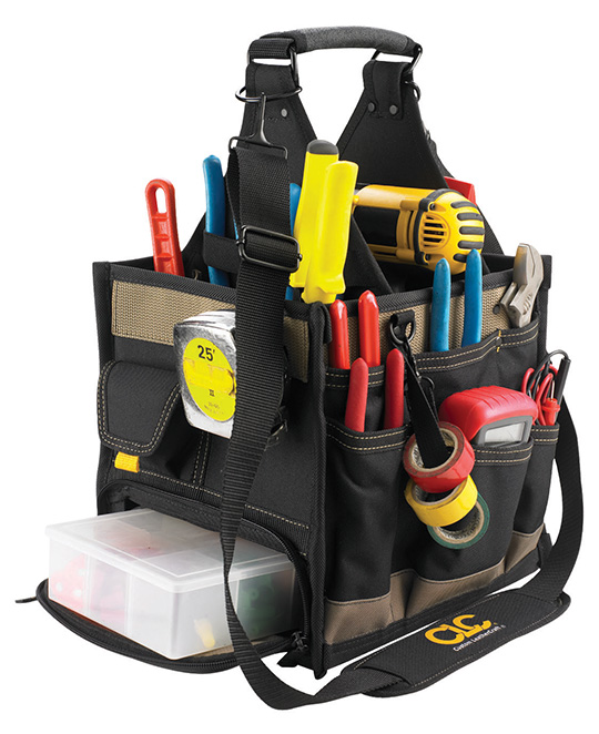 CLC, Large Electrical & Maintenance Tool Carrier, Black, 23 pockets, 10 in. width, 19 in. depth, 7 inner pockets, Fabric, 11 in. length