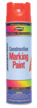 Construction Marking Paint, Fluorescent Red/Orange, 16 oz. Aerosol, 17 oz. net weight