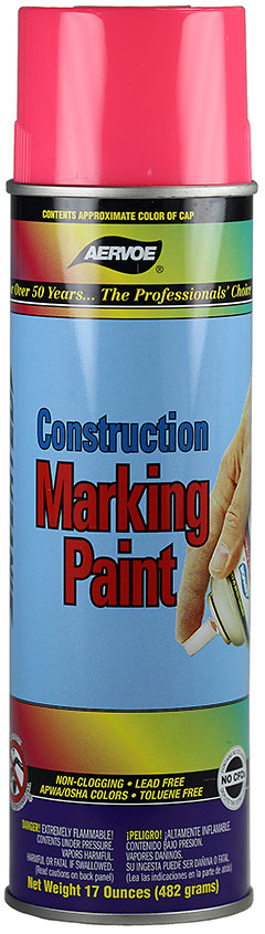 Construction Marking Paint, Fluorescent Pink, 20 oz. Aerosol, 17 oz. net weight