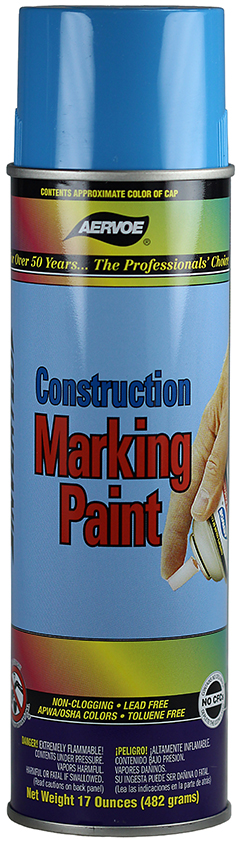 Construction Marking Paint, Blue, 20 oz. Aerosol, 17 oz. net weight