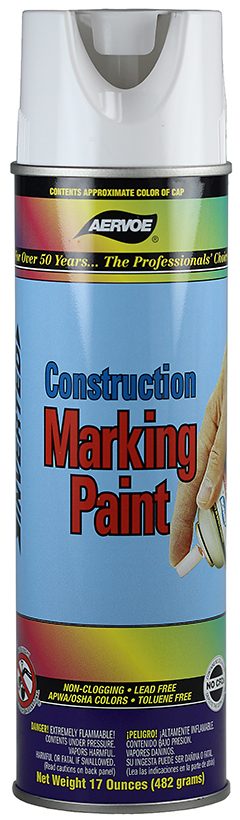 Construction Marking Paint, White, 20 oz. Aerosol, 17 oz. net weight