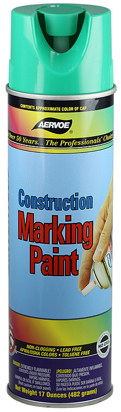 Construction Marking Paint, Green, 20 oz. Aerosol, 17 oz. net weight