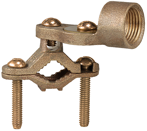 Ground Clamp with Hub, 10 SOL to 6 STR conductor size, Bronze material, 1/2 to 1 in. pipe size, 1/2 in. hub size