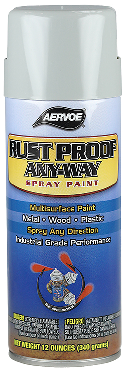 Rust Proof Paint, Solvent base type, Light Gray, 15 min. dry time, Aerosol Can, 12 oz. net weight, 16 oz. Size