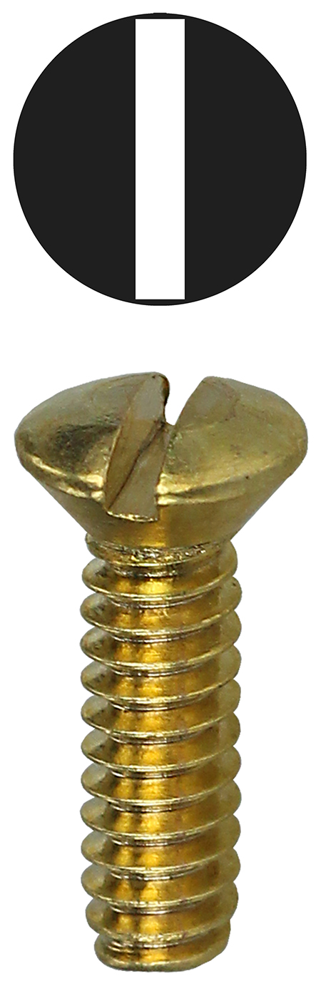 Oval Head Wall Plate Screw, Steel material, 1/2 in. length, #6-32 thread size, Brass head color, Brass Plated finish, Slotted drive