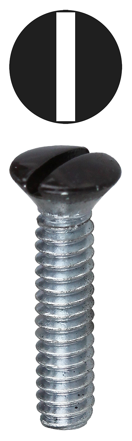 Oval Head Wall Plate Screw, Steel material, 5/16 in. length, #6-32 thread size, Brown head color, Painted finish, Slotted drive
