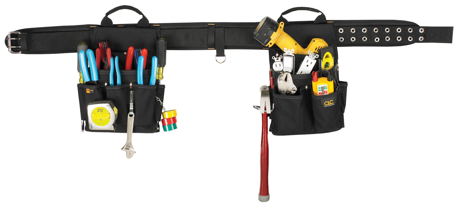 CLC, Electrical Combo Tool Belt, 3 in. width, fits belts up to 29 to 46 in., Removable carrier type, Ballistic Poly material