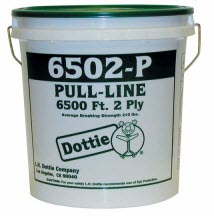 Pull Line, 20 lb. load, 6500 ft. length, Blue/White, 200 lb. tensile strength, Pail