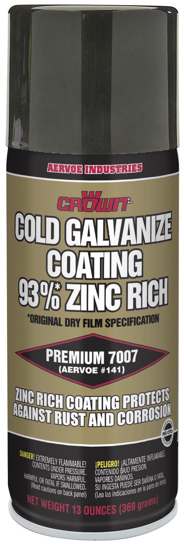 Zinc Rich Cold Galvanized Coating, Zinc Metallic Powder base/medium, Dry Film resin type, 16 oz. Aerosol Can, +200 DEG F temperature rating