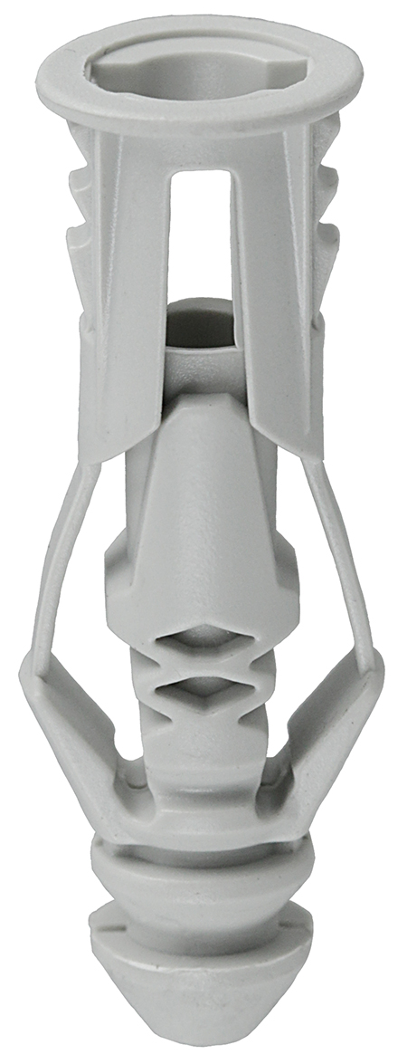 Triple Grip, Multi-Purpose Anchor, 1-1/4 in. length, 1/4 in. drill size, #8 screw size, Plastic, 115, 500 lb. shear strength, Gray