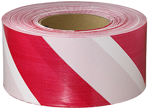 Barricade Tape, Red/White, 1000 ft. length, Reusable Polyethylene material, Alternating Stripes, 3 mil. thickness, 3 in. width