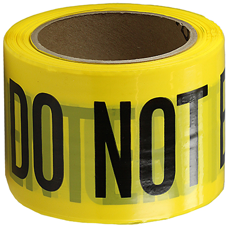 Barricade Tape, Yellow, 1000 ft. length, Reusable Polyethylene material, "Caution Do Not Enter" legend, 3 mil. thickness, 3 in. width