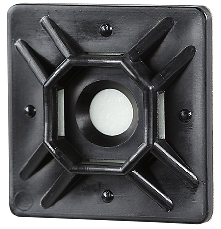 Mounting Bases, 0.2 x 0.99 in. mount size, Nylon material, Black, #6 screw holes, Adhesive mounting, 0.06 in. slot height, 0.2 in. slot width, 0.99 in. width, 0.2 in. height