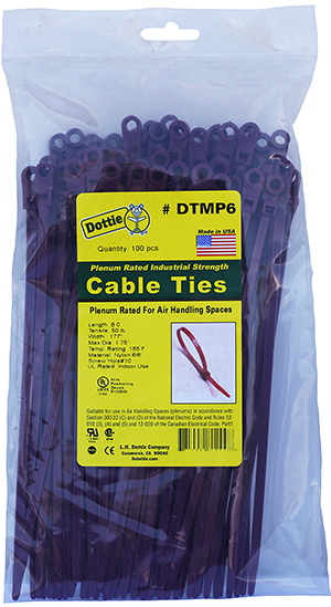 Mounting Hole Cable Ties, 0.177 in. width, 8 in. length, 0.052 in. thickness, 1.75 in. bundle diameter, Nylon material, Burgundy, 50 lb. tensile strength