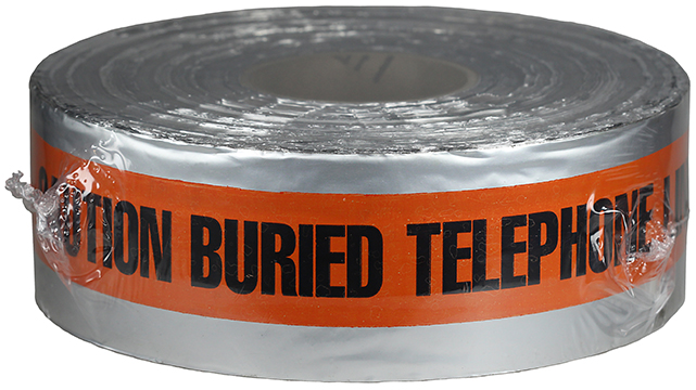 Detectable Tape, Orange, 1000 ft. length, Foil Bonded Polyethylene material, 
