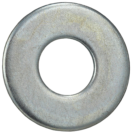 Flat Washer, Steel material, Zinc Plated Finish, 1/16 in. thickness, 3/4 in. outside diameter, 5/16 in. inside diameter, fits bolt size 1/4 in.